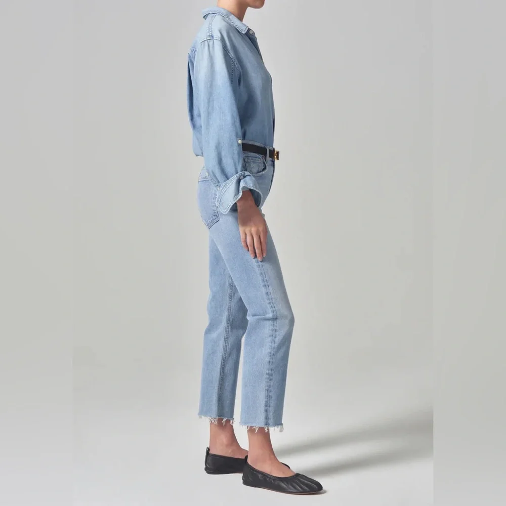 Citizens of Humanity Daphne Crop High Rise Stovepipe Jean Blue Size 26 - Picture 11 of 11